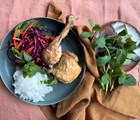 Kyllingelår med asianslaw og ris
