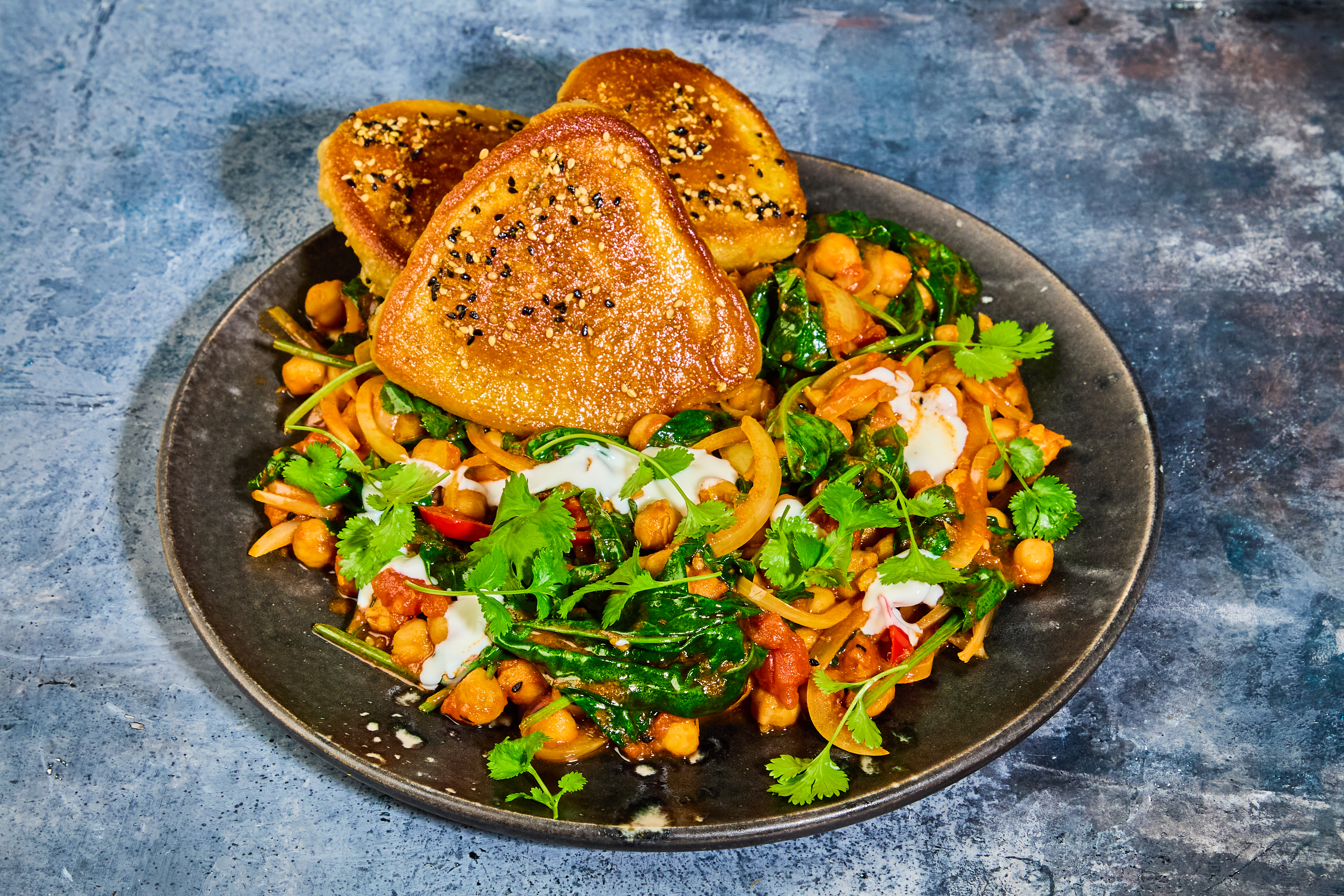 Pakistanske paratha med spicy kikærter