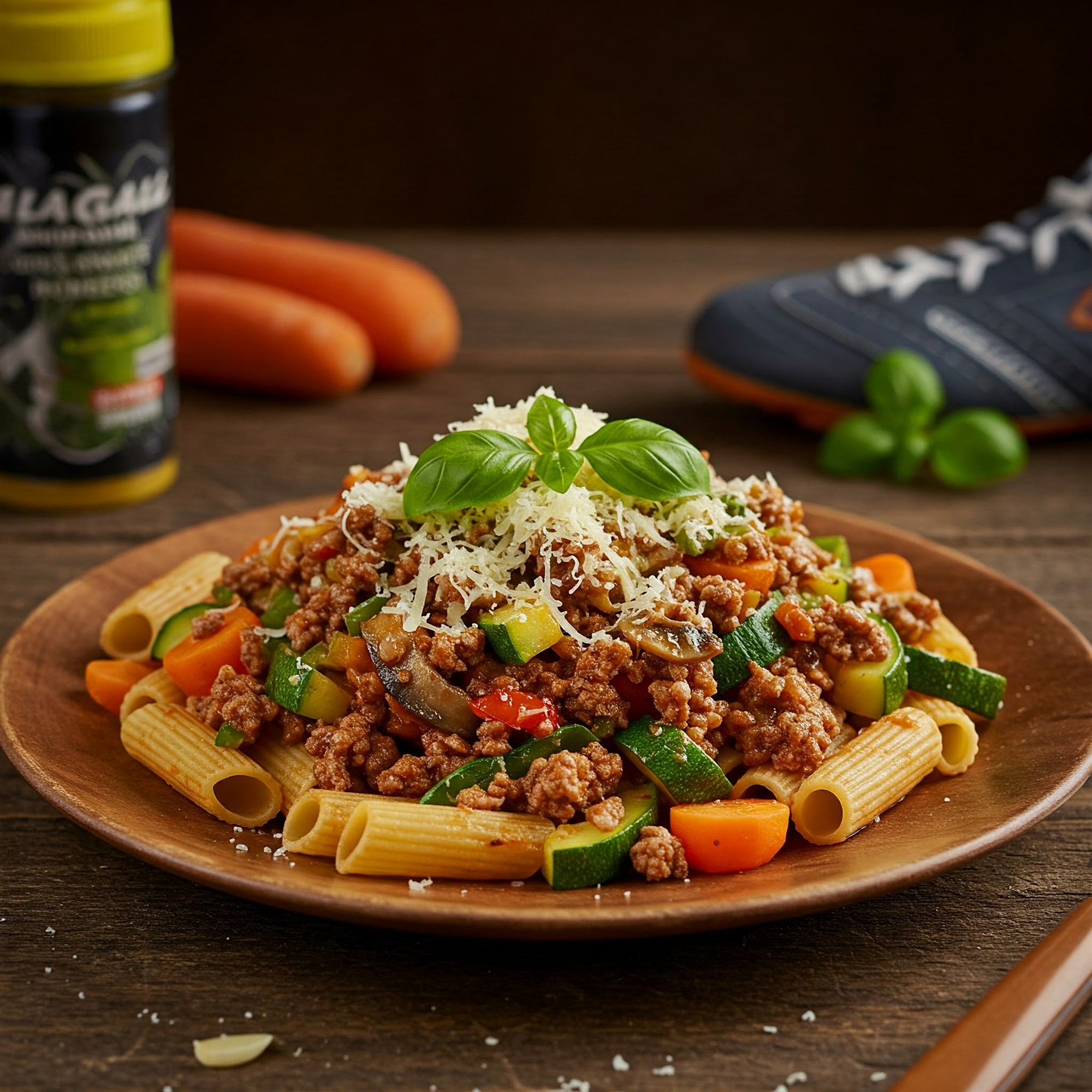 Håndboldspillerens Bolognese med rigatoni og masser af grønt