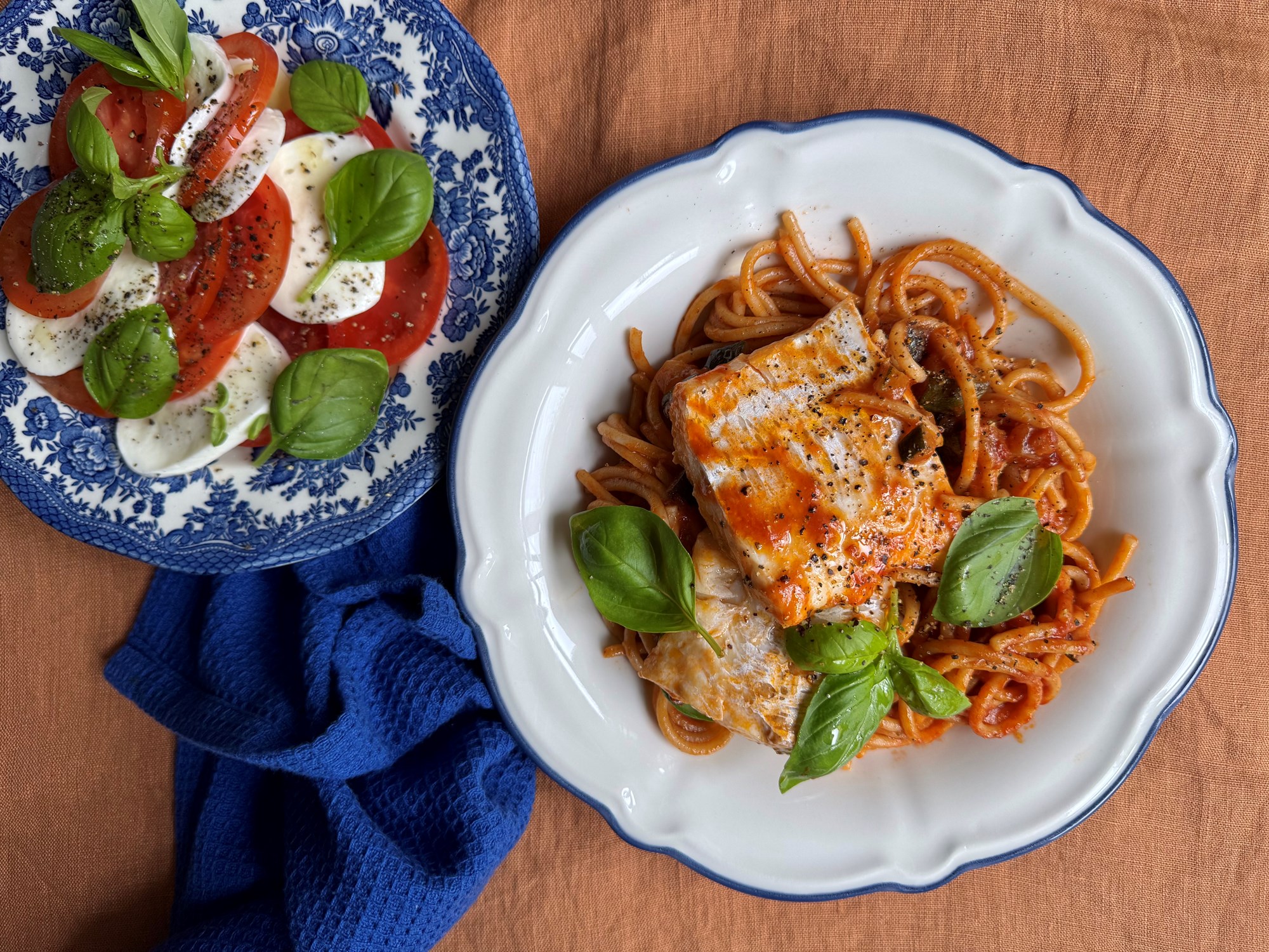 Pasta a la picante med kulmule og caprese
