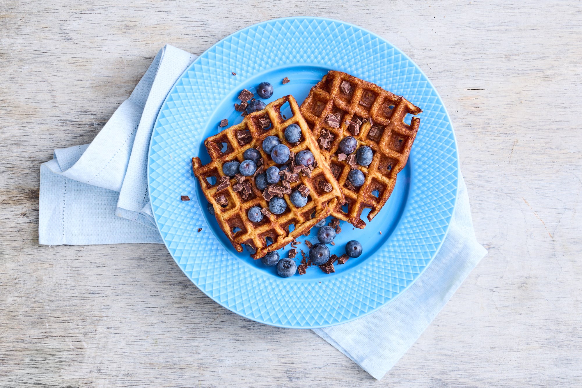 Vafler med blåbær og chokolade - Søndag uge 1