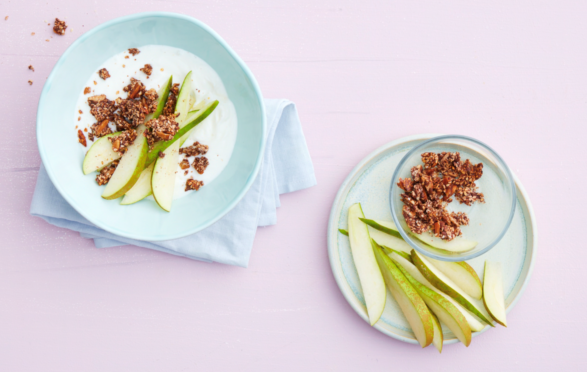 Granola a la bananasplit med skyr - morgenmad - kun råvarer til 3 dage til 1 og 2 pers. (hvis tilkøbt) - uge 7