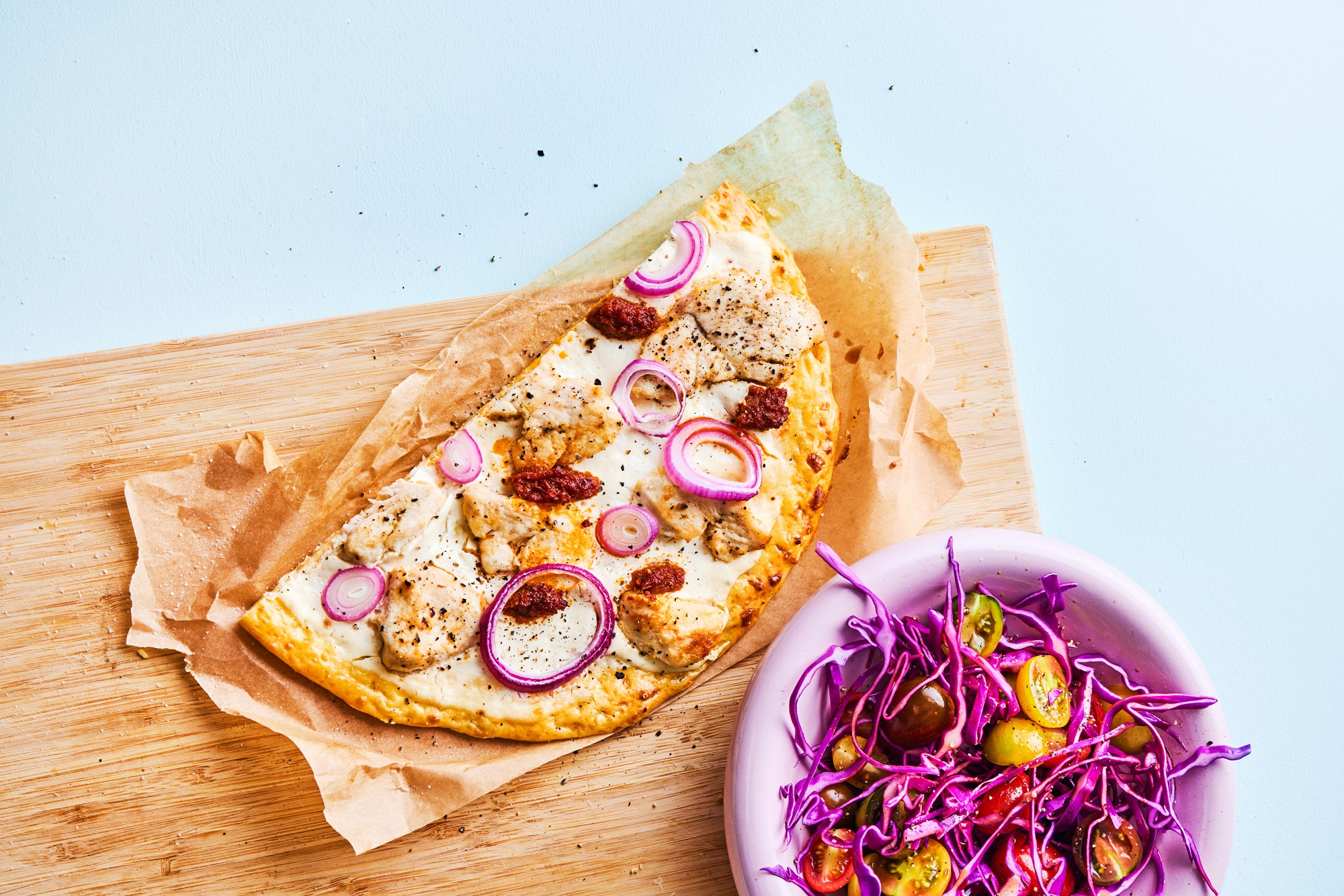 Hytteostpizza med kylling