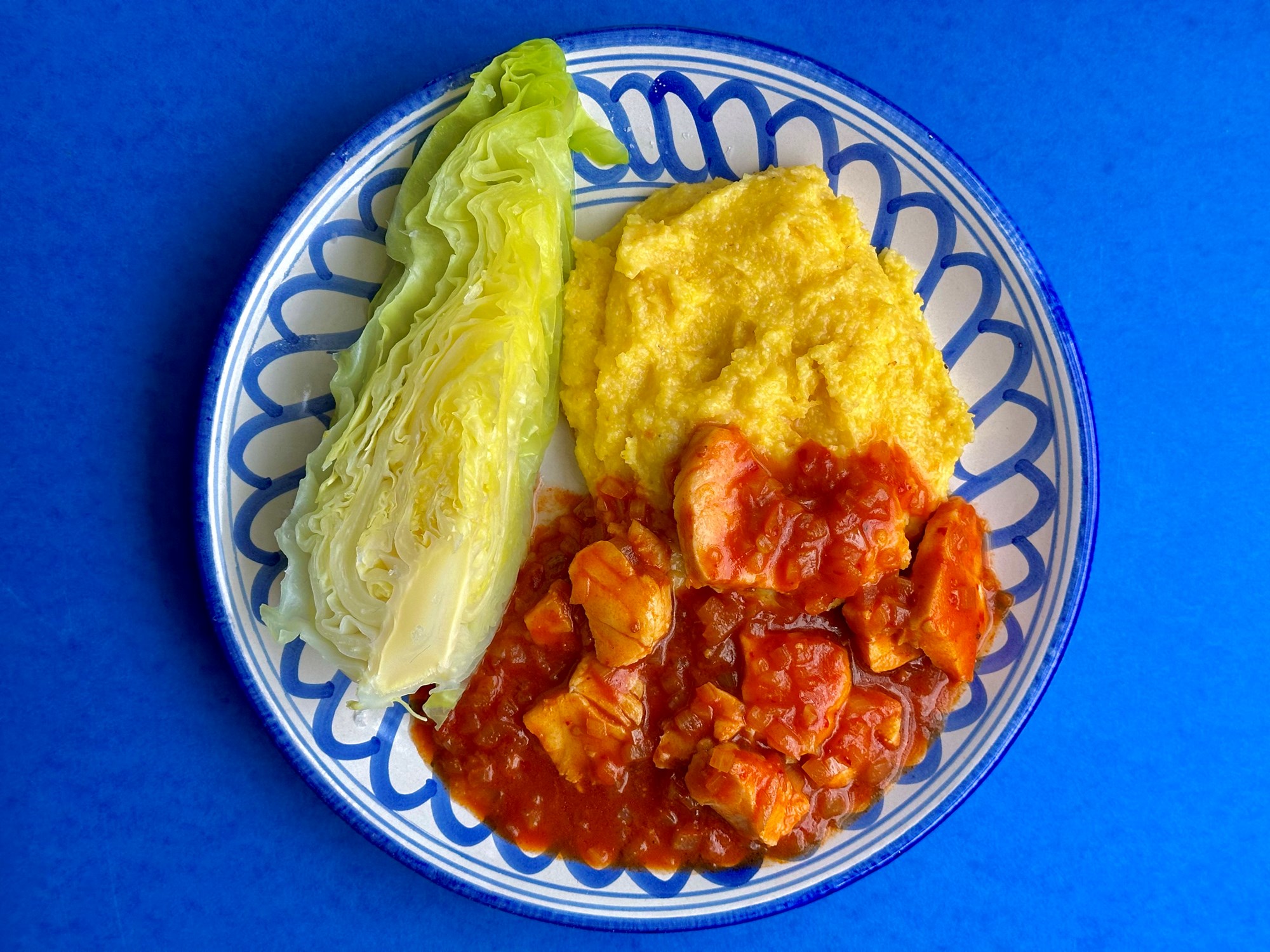 Mørksejsragout med polenta, chili og dampet spidskål