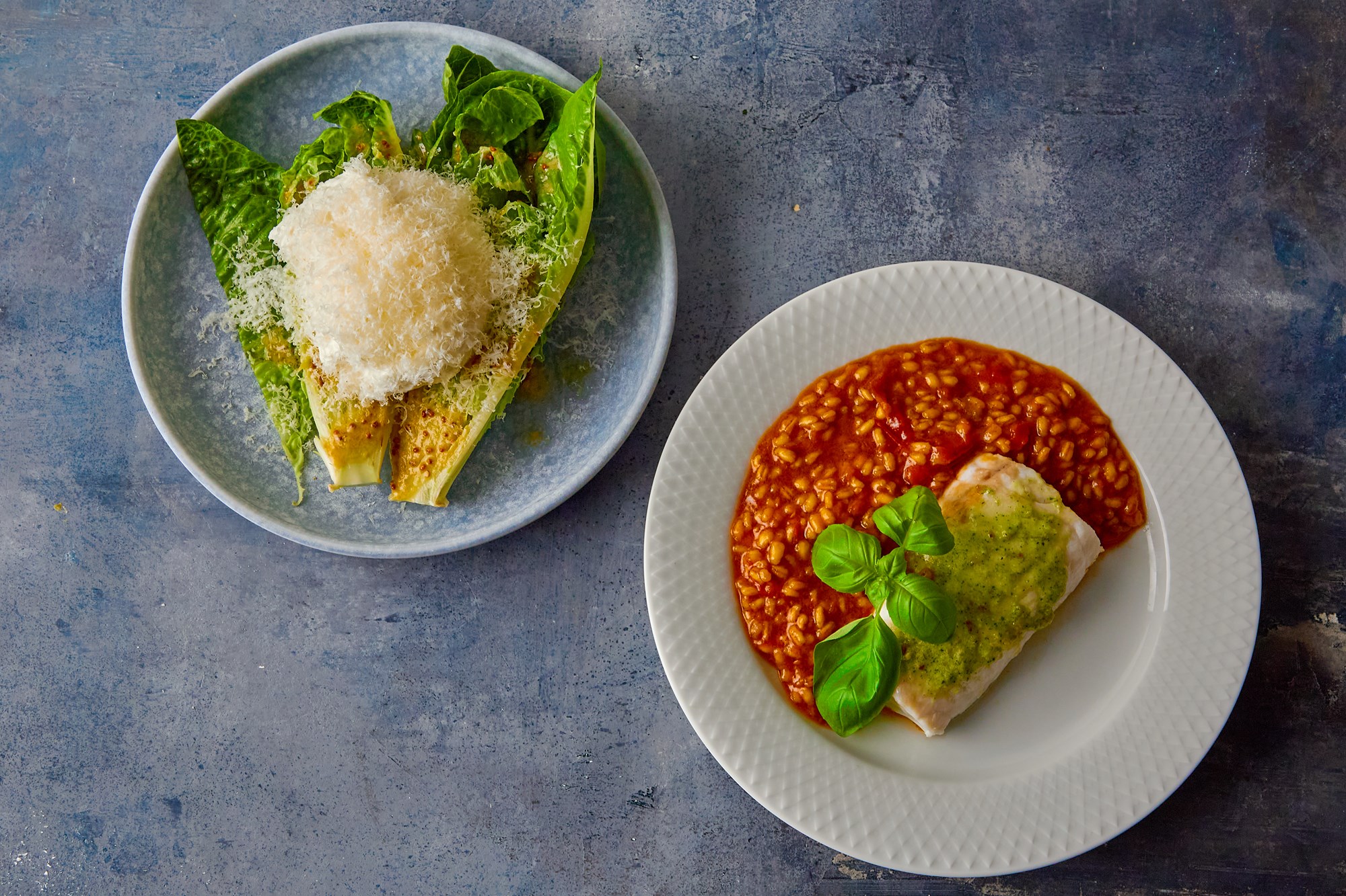 Kulmule med tomatbygotto og pesto