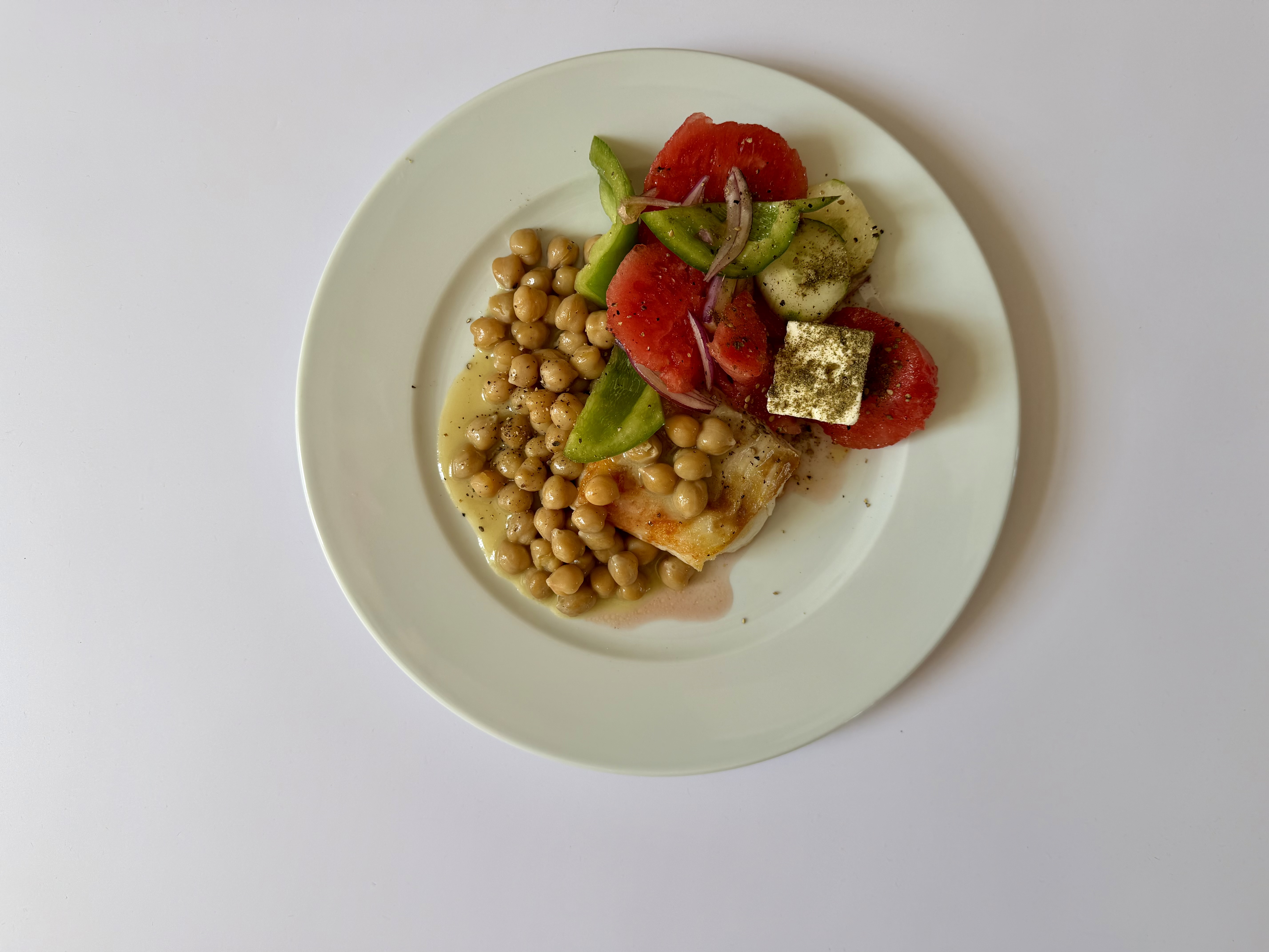Stegt fisk med vandmelon
