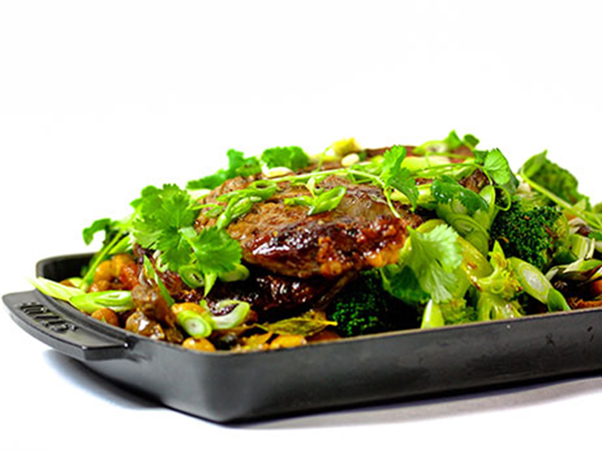 Steak Garam Masala med sprøde kikærter og asiatisk grønt (2 pers.)