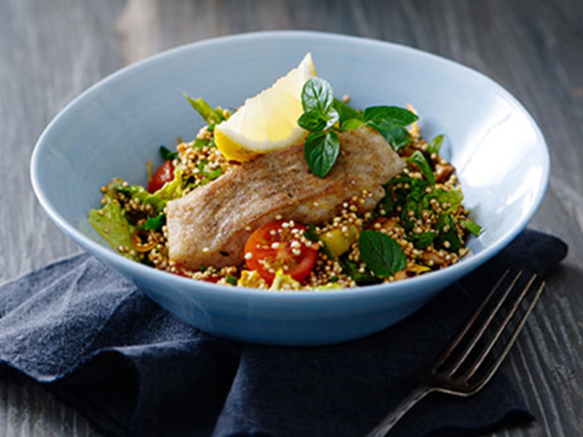 Stegt kulmule med quinoa-tabbouleh
