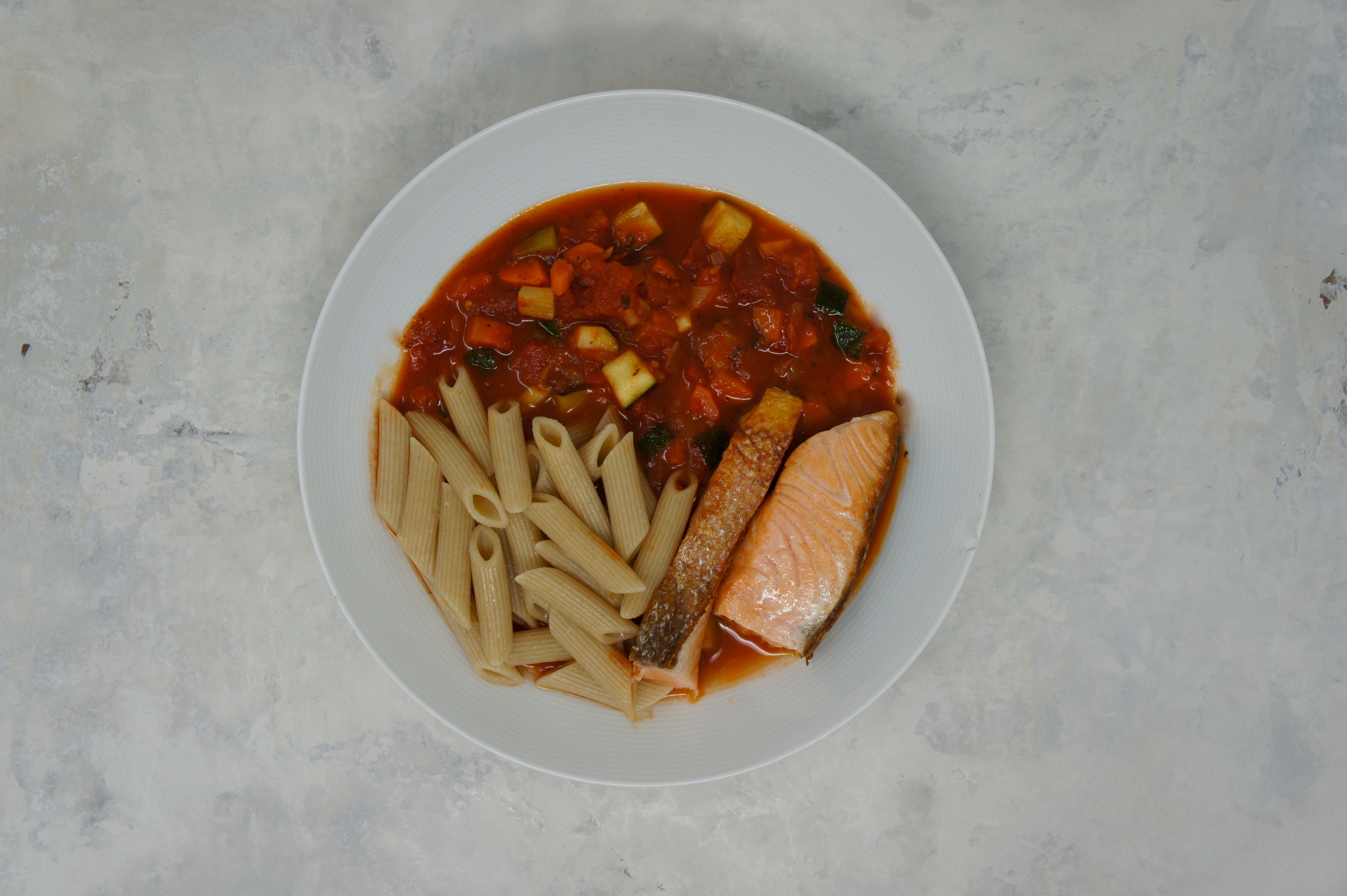 ELITE TEAM DK Stegt laks med ratatouille og pasta penne