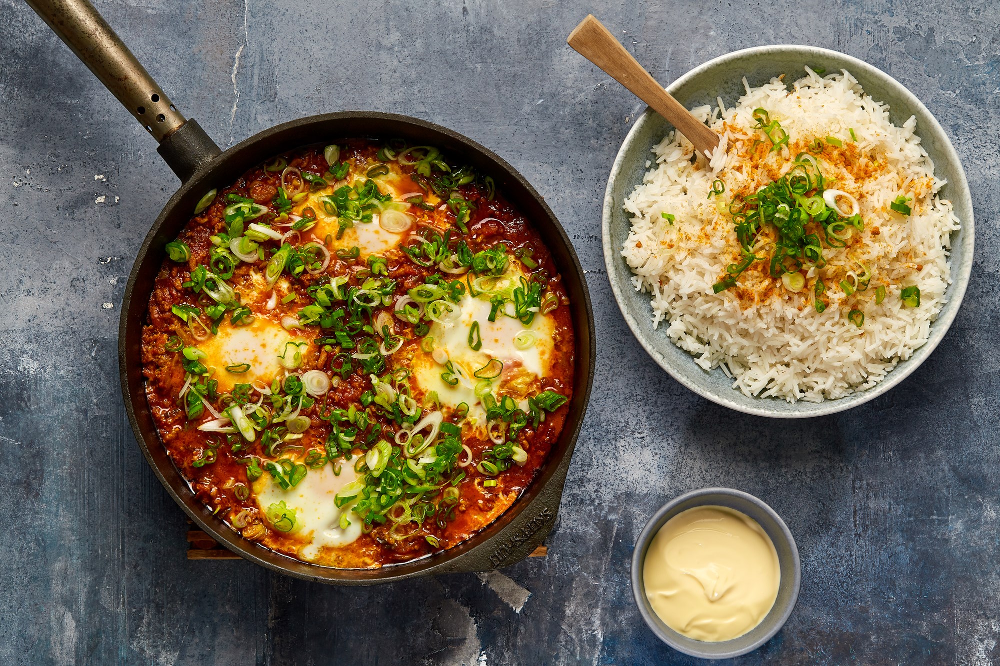 Iransk Vaavishkaa, krydret oksekød med æg, forårsløg og ris