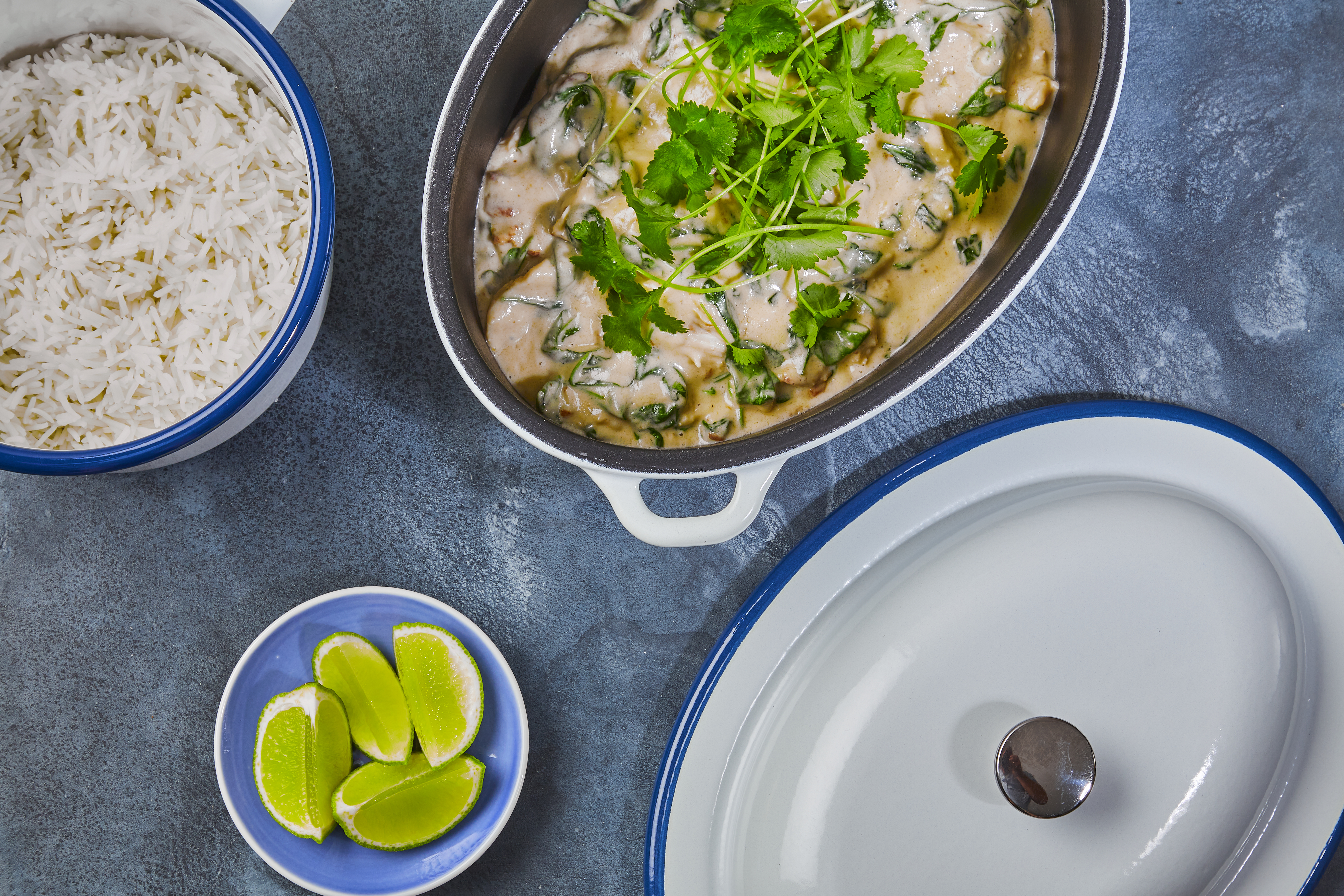 Thai panang style fish-curry med spinat