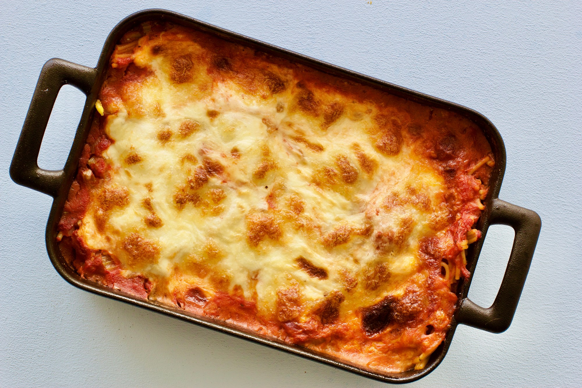 Ét-lags spaghetti-lasagne med kuller og mozzarella