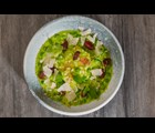 Bagt laks med ærterisotto, mandler, mynte & Krystal Karl
